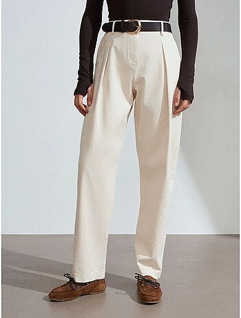 DILVIN Pantalon Large En Gabardine, Taille Haute