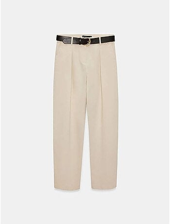 DILVIN Pantalon Large En Gabardine, Taille Haute