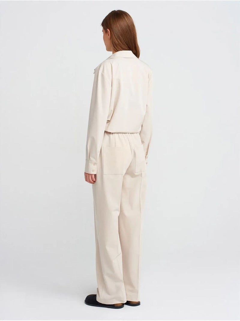 DILVIN Pantalon Large En Jersey Ecru - Kiabi