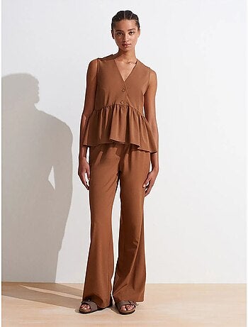 DILVIN Pantalon Large En Jersey Femme