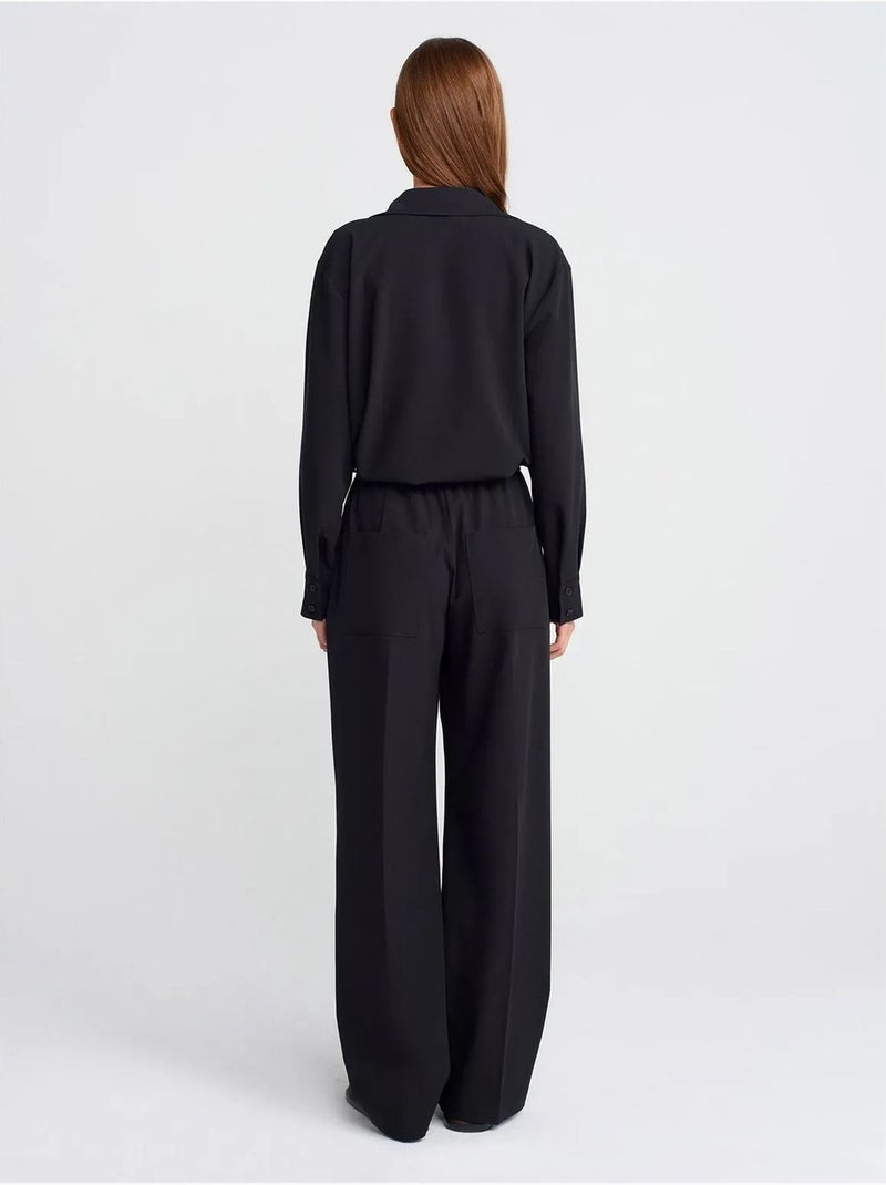 DILVIN Pantalon Large En Jersey Noir - Kiabi