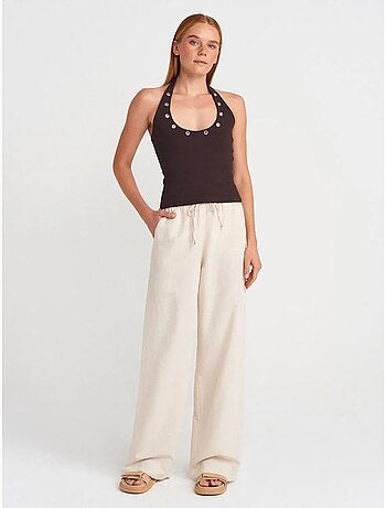 DILVIN Pantalon Large En Mélange De Lin