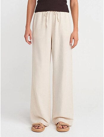 DILVIN Pantalon Large En Mélange De Lin