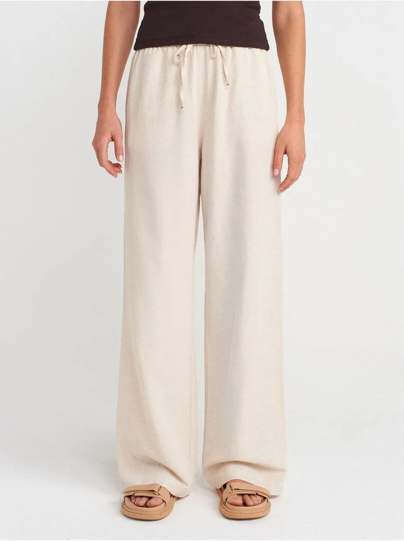 DILVIN Pantalon Large En Mélange De Lin Beige naturel - Kiabi