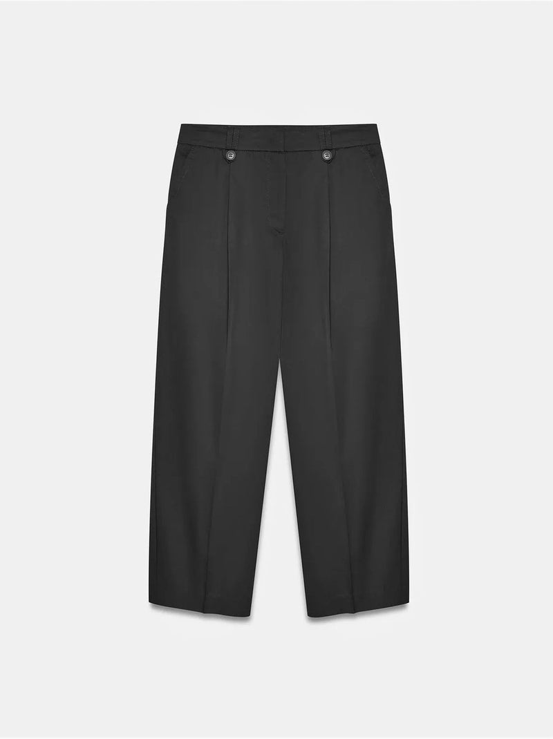 DILVIN Pantalon Large En Popeline De Coton, Taille Haute Noir - Kiabi