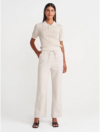 DILVIN Pantalon Large En Tencel À Taille Coulissée