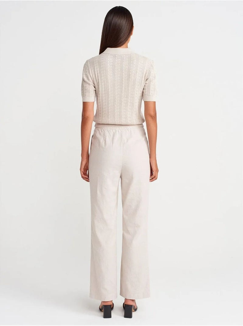 DILVIN Pantalon Large En Tencel À Taille Coulissée Blanc cassé - Kiabi