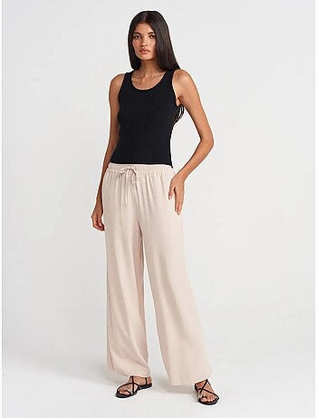 DILVIN Pantalon Large En Tencel À Taille Coulissée