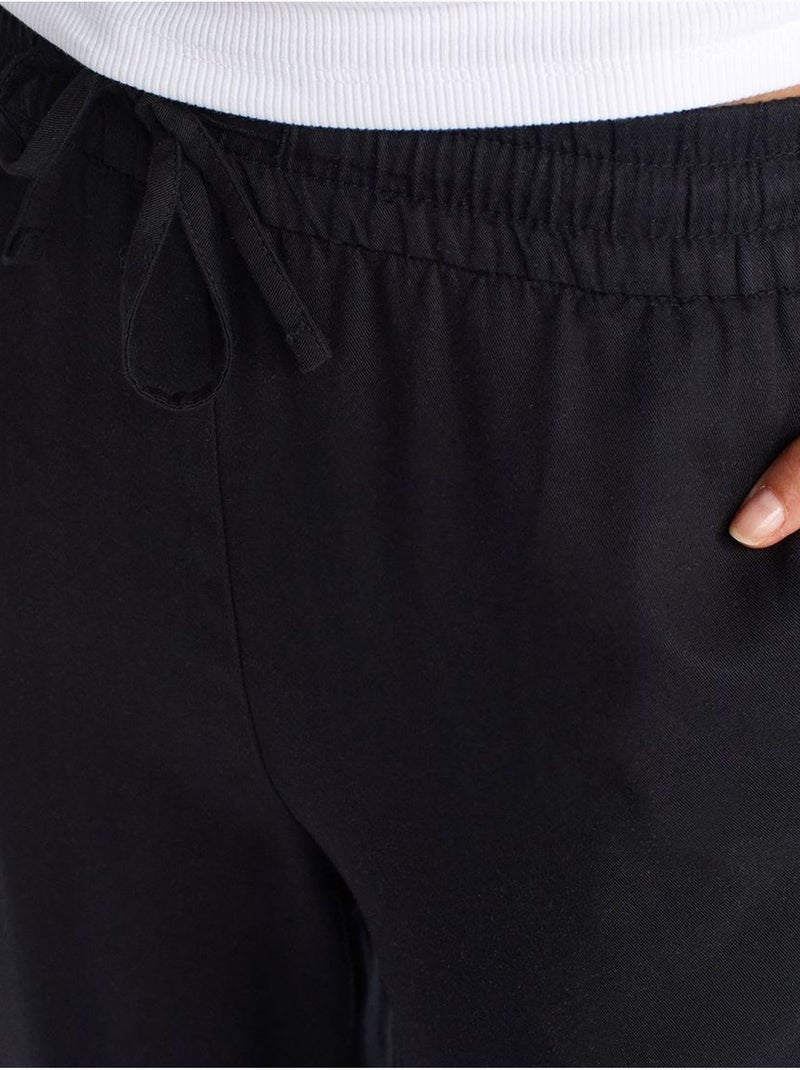 DILVIN Pantalon Large En Tencel À Taille Coulissée Noir - Kiabi