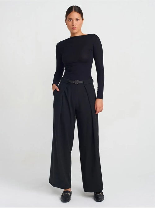 DILVIN Pantalon Large Femme En Crêpe Avec Ceinture - Kiabi DILVIN Pantalon Large Femme En Crêpe Avec Ceinture - Kiabi
