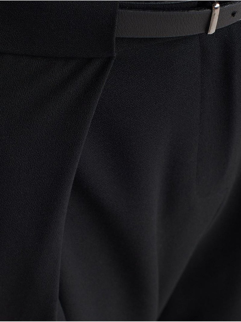 DILVIN Pantalon Large Femme En Crêpe Avec Ceinture Noir - Kiabi