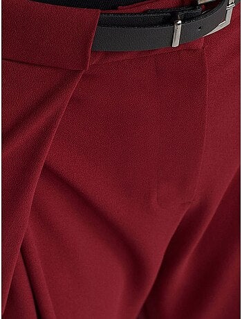 DILVIN Pantalon Large Femme En Crêpe Avec Ceinture