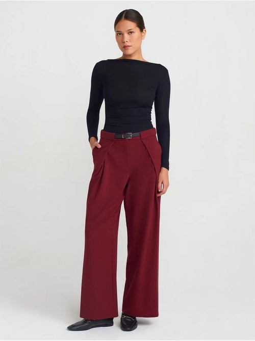 DILVIN Pantalon Large Femme En Crêpe Avec Ceinture - Kiabi DILVIN Pantalon Large Femme En Crêpe Avec Ceinture - Kiabi