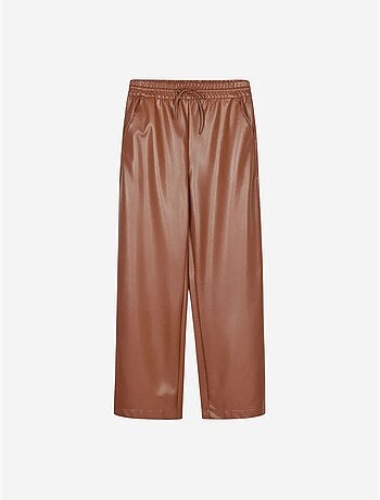 DILVIN Pantalon Large Femme En Similicuir
