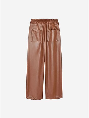 DILVIN Pantalon Large Femme En Similicuir