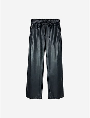 DILVIN Pantalon Large Femme En Similicuir