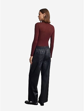 DILVIN Pantalon Large Femme En Similicuir
