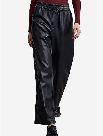 DILVIN Pantalon Large Femme En Similicuir