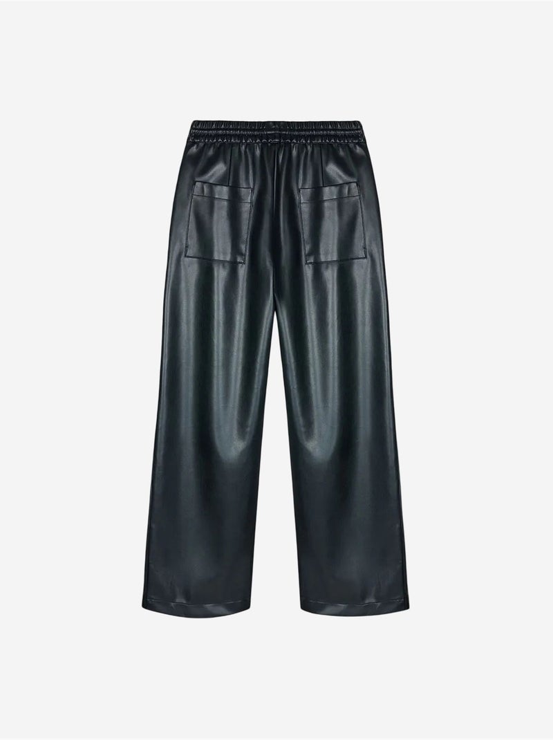 DILVIN Pantalon Large Femme En Similicuir Noir - Kiabi