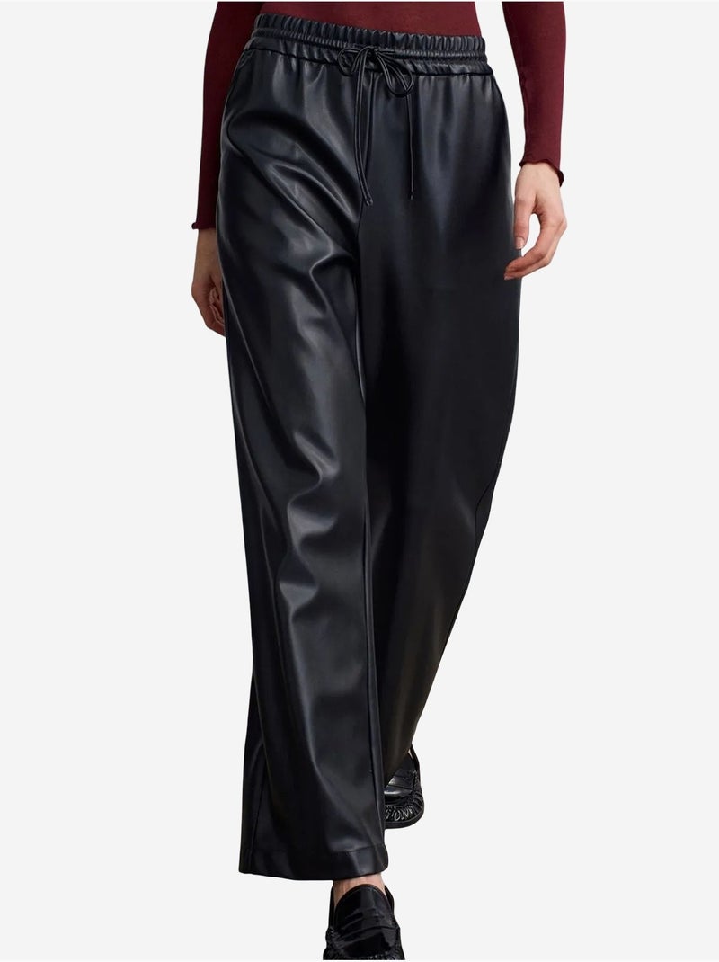 DILVIN Pantalon Large Femme En Similicuir Noir - Kiabi