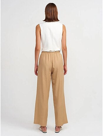 DILVIN Pantalon Large Femme En Tencel Avec Taille À Cordon