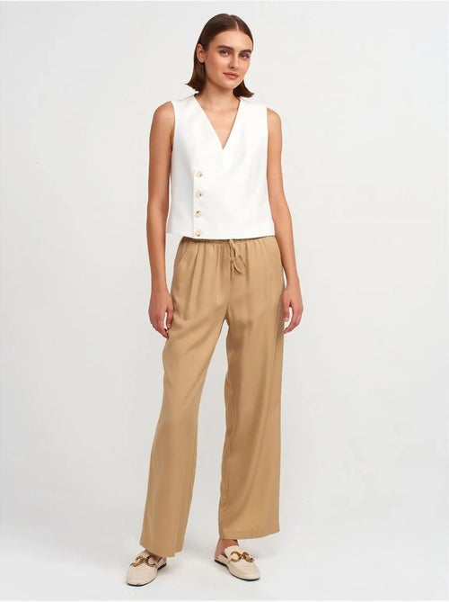 DILVIN Pantalon Large Femme En Tencel Avec Taille À Cordon - Kiabi