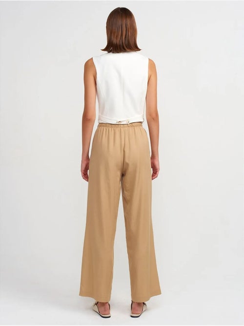 DILVIN Pantalon Large Femme En Tencel Avec Taille À Cordon - Kiabi