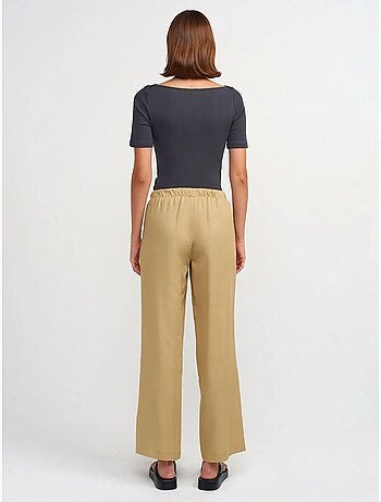 DILVIN Pantalon Large Femme En Tencel Avec Taille À Cordon
