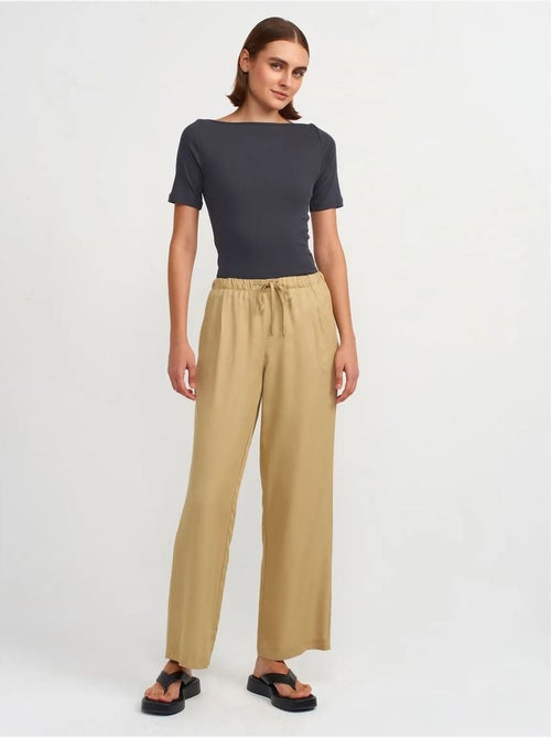 DILVIN Pantalon Large Femme En Tencel Avec Taille À Cordon - Kiabi
