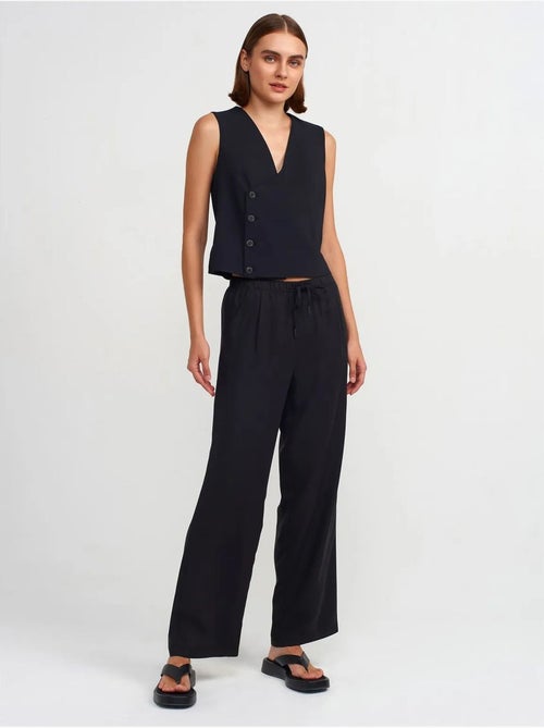 DILVIN Pantalon Large Femme En Tencel Avec Taille À Cordon - Kiabi
