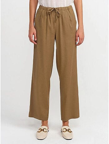 DILVIN Pantalon Large Femme En Tencel Avec Taille À Cordon