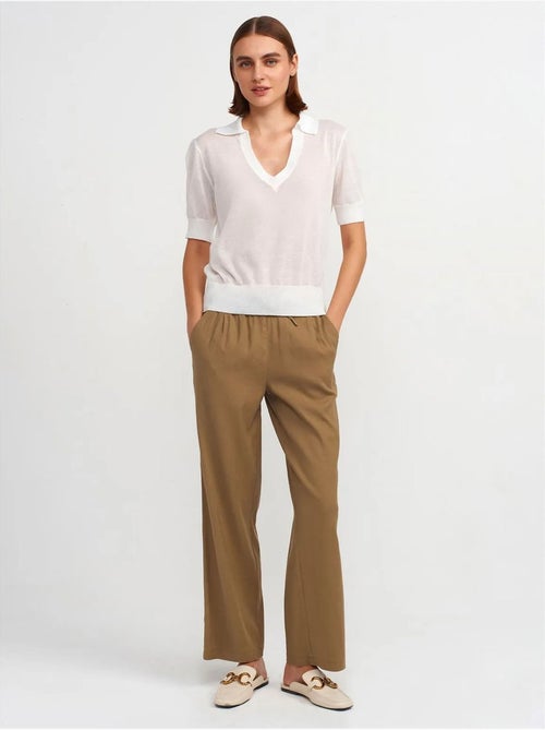 DILVIN Pantalon Large Femme En Tencel Avec Taille À Cordon - Kiabi