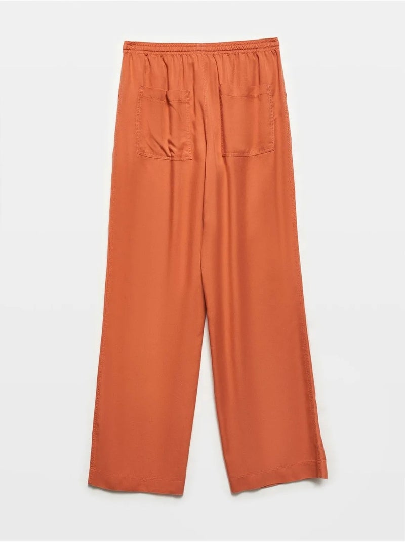 DILVIN Pantalon Large Femme En Tencel Terracotta - Kiabi