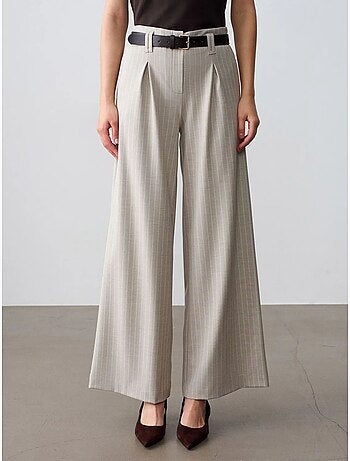 DILVIN Pantalon Large Plissé À Rayures