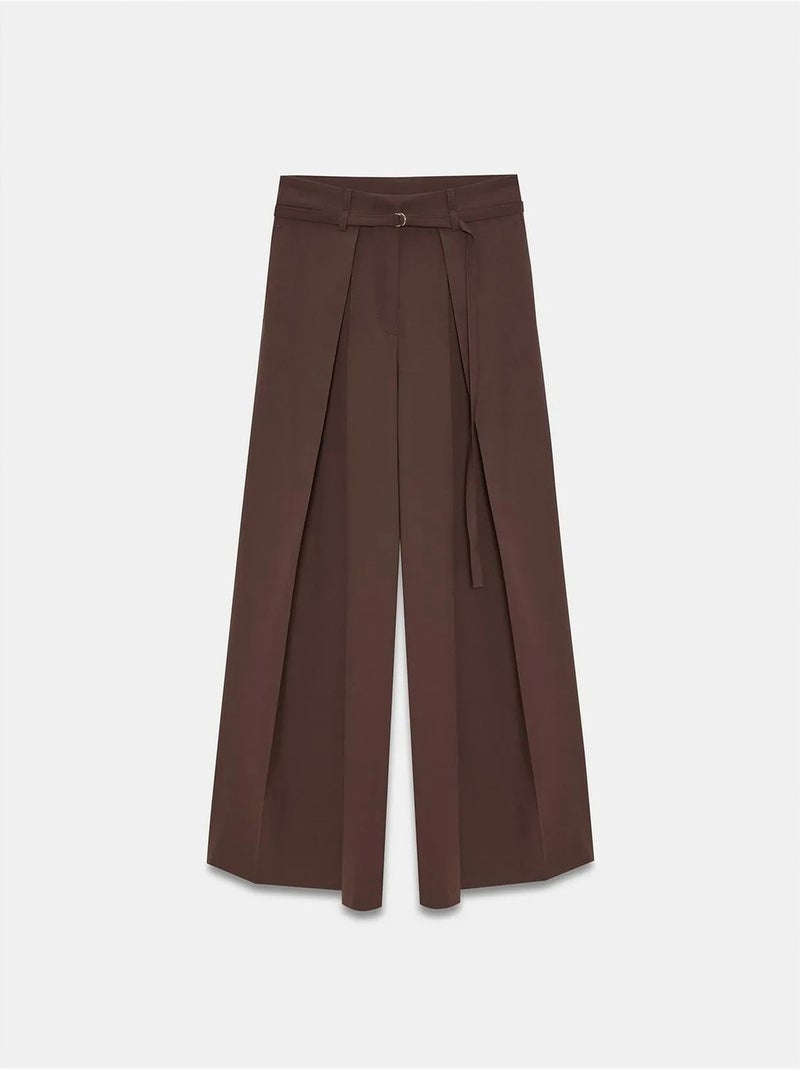 DILVIN Pantalon Large Plissé À Taille Ceinturée Marron chocolat - Kiabi
