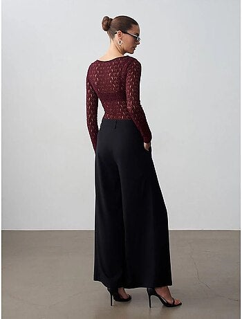 DILVIN Pantalon Large Plissé À Taille Ceinturée