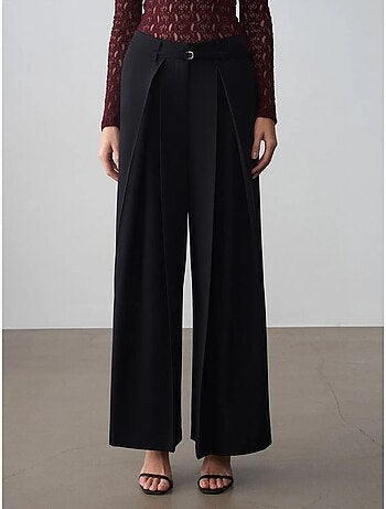 DILVIN Pantalon Large Plissé À Taille Ceinturée