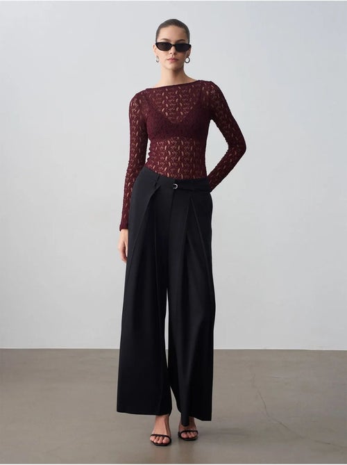 DILVIN Pantalon Large Plissé À Taille Ceinturée - Kiabi DILVIN Pantalon Large Plissé À Taille Ceinturée - Kiabi