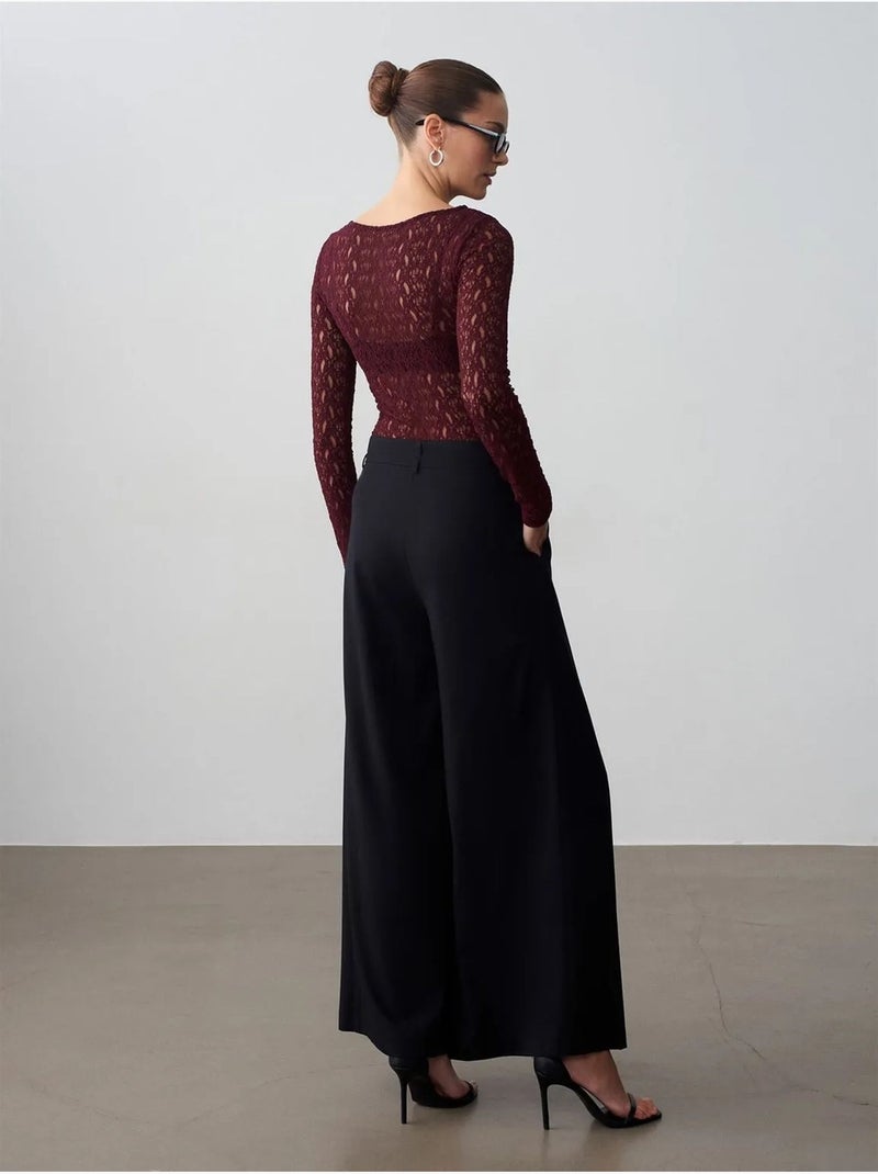DILVIN Pantalon Large Plissé À Taille Ceinturée Noir - Kiabi