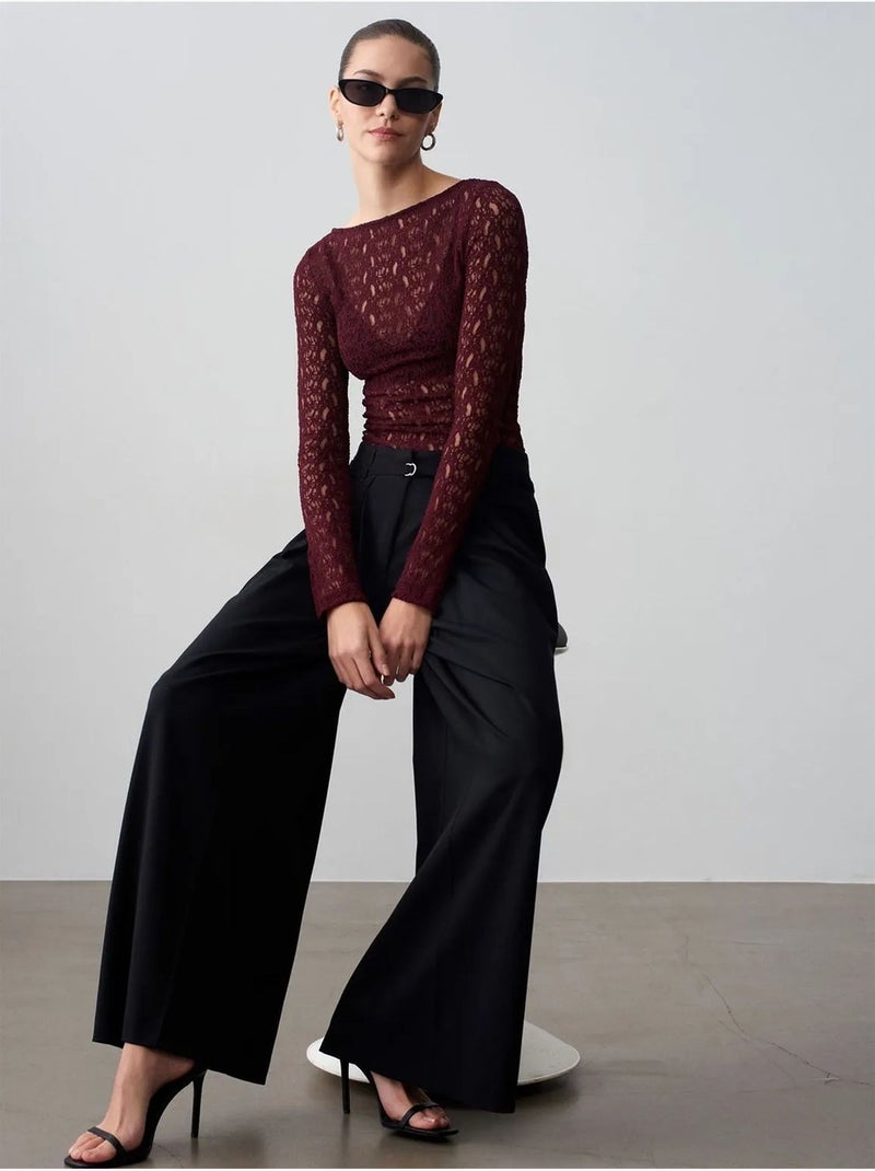 DILVIN Pantalon Large Plissé À Taille Ceinturée Noir - Kiabi