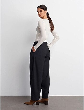 DILVIN Pantalon Large Plissé À Taille Haute