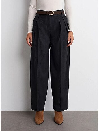 DILVIN Pantalon Large Plissé À Taille Haute