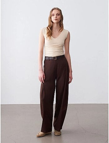 DILVIN Pantalon Large Plissé