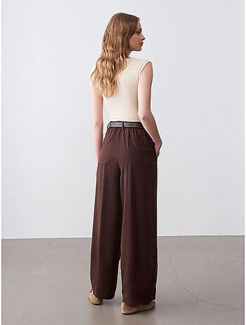 DILVIN Pantalon Large Plissé