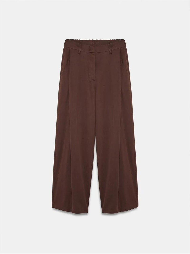 DILVIN Pantalon Large Plissé Marron chocolat - Kiabi