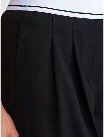 DILVIN Pantalon Large Taille Haute En Crêpe