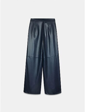 DILVIN Pantalon Large Taille Haute En Simili Cuir