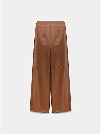 DILVIN Pantalon Large Taille Haute En Simili Cuir