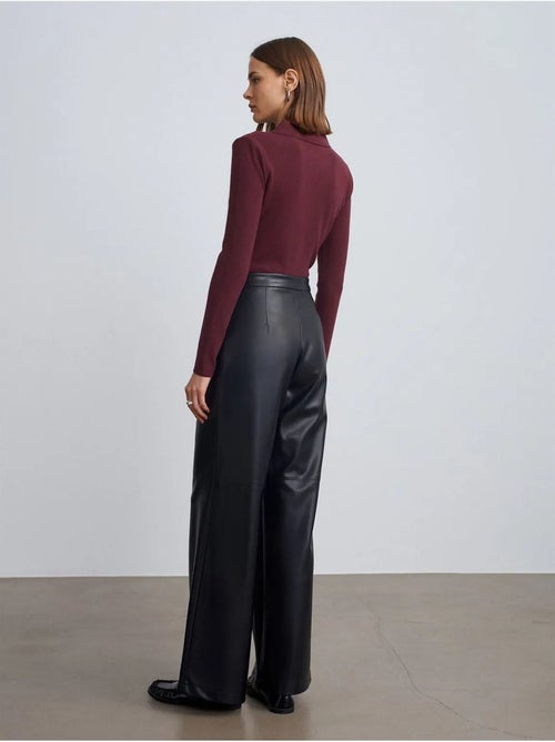 DILVIN Pantalon Large Taille Haute En Simili Cuir - Kiabi DILVIN Pantalon Large Taille Haute En Simili Cuir - Kiabi