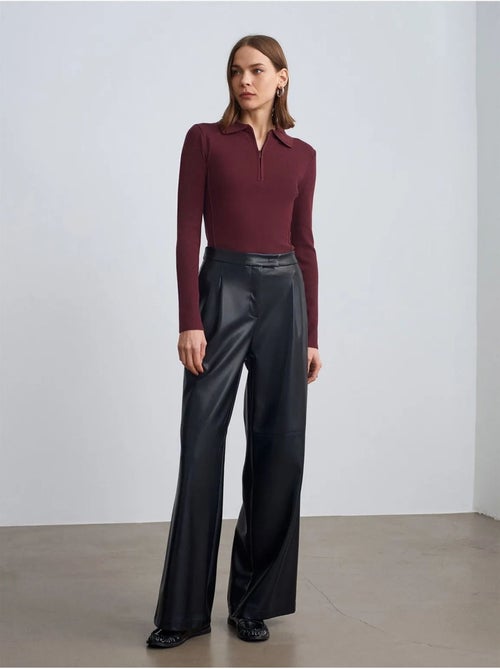 DILVIN Pantalon Large Taille Haute En Simili Cuir - Kiabi DILVIN Pantalon Large Taille Haute En Simili Cuir - Kiabi